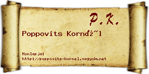 Poppovits Kornél névjegykártya